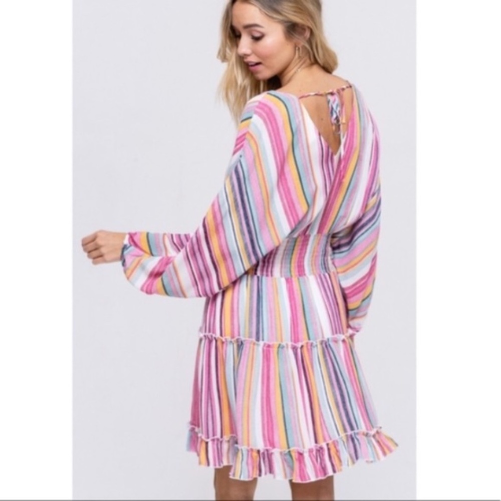 KENDALL Multicolor stripes Tiered Dress - Picture 2 of 5